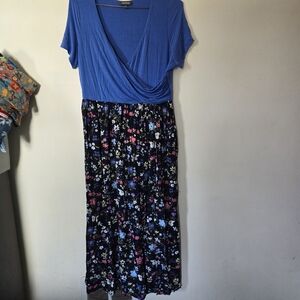 Modcloth maxi dress size 1x floral criss cross top